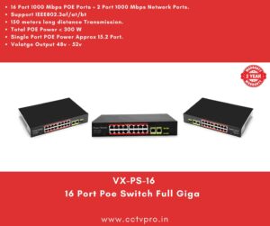 16 Port POE Switch Full Giga